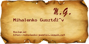 Mihalenko Gusztáv névjegykártya